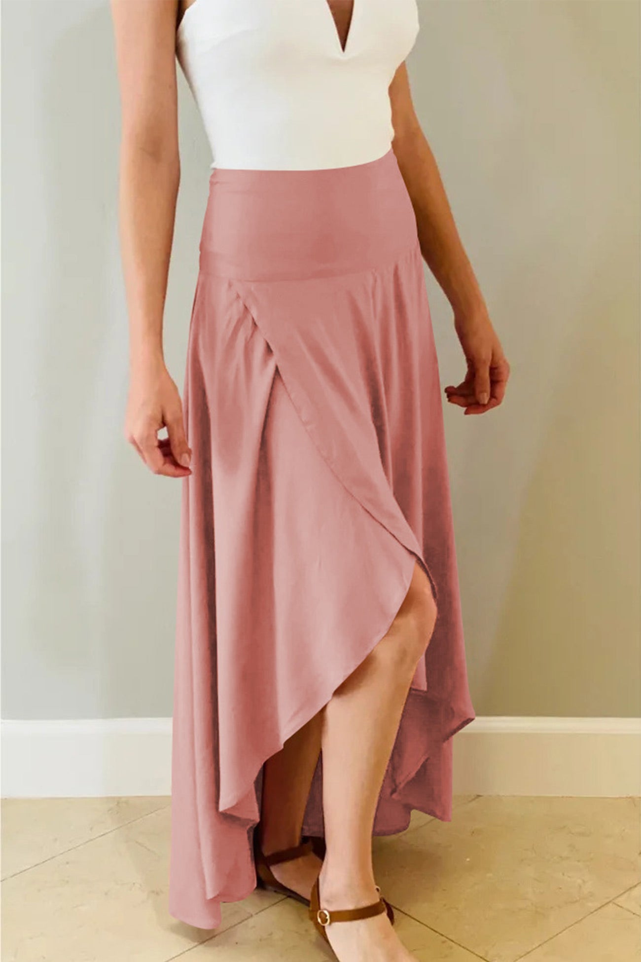 Flounces Irregular Midi Skirt