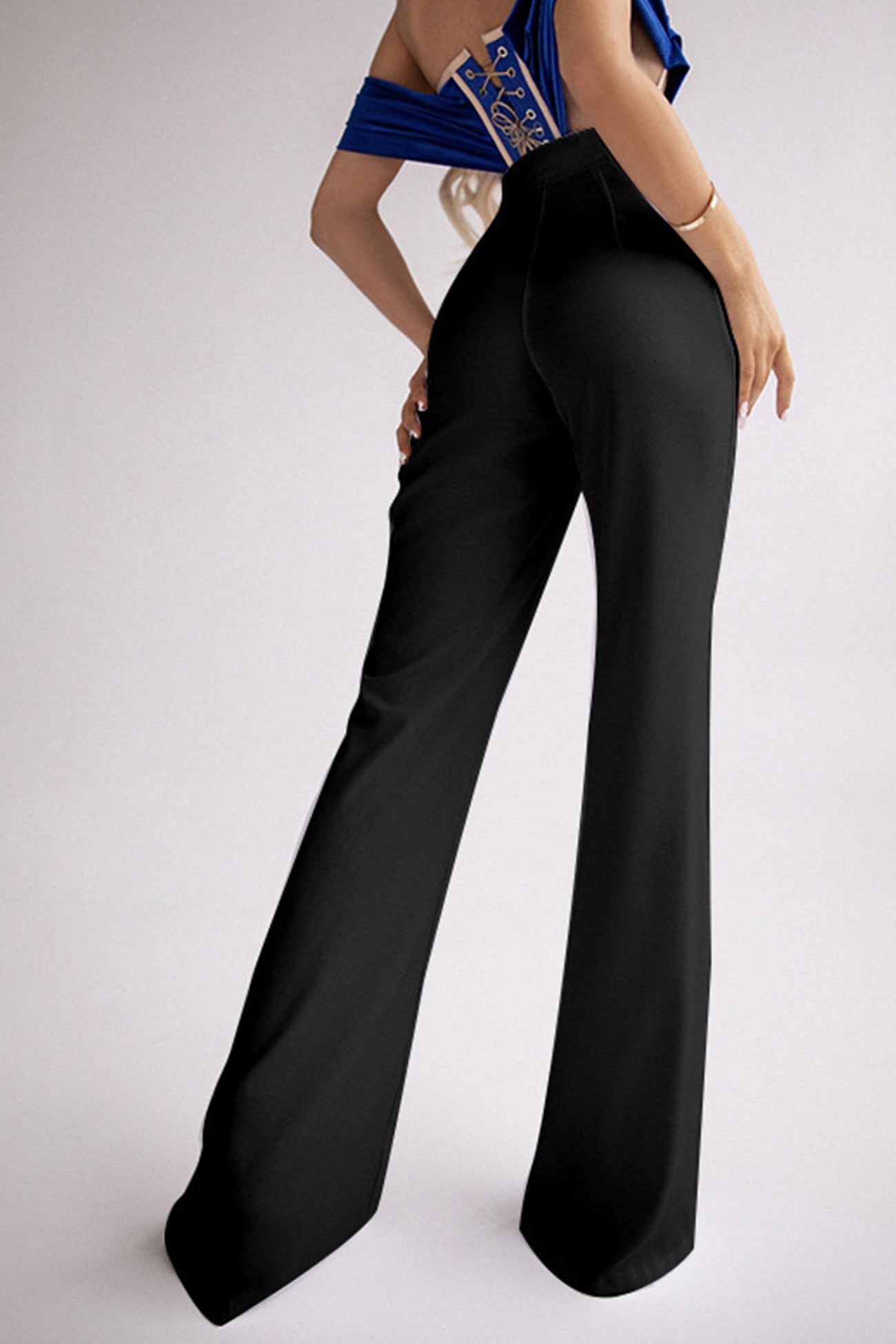 Glitter Hollow Out Patchwork Flares Long Pants