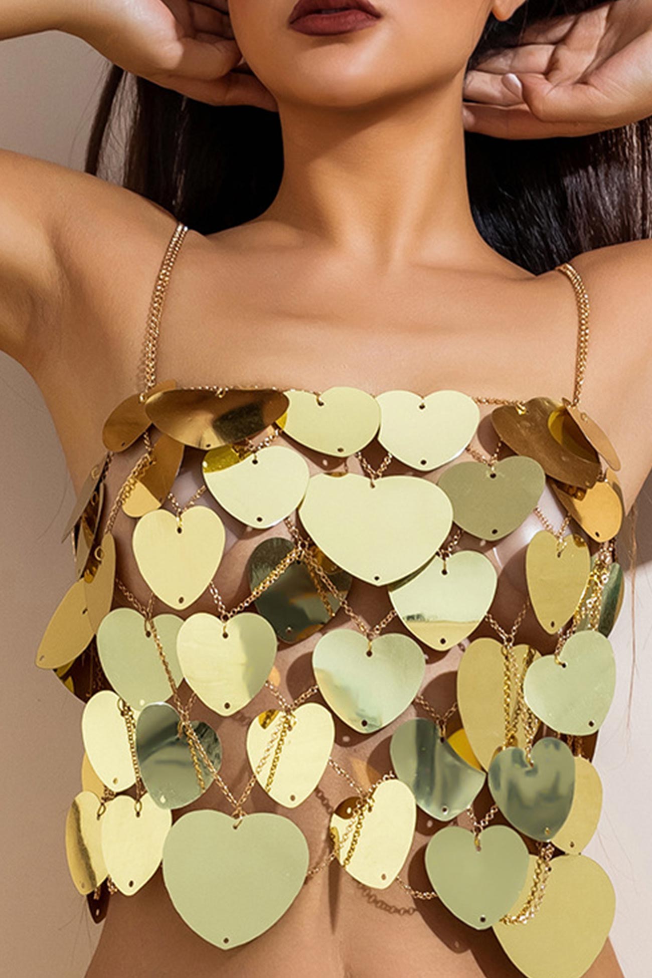 Heart Shaped Sequin Body Chain