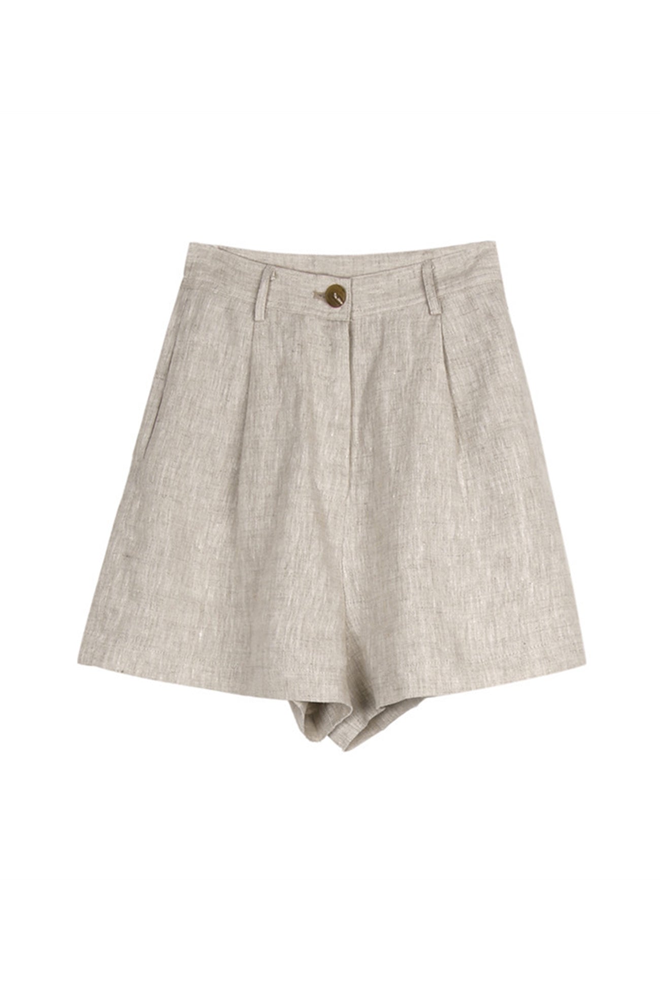 Solid Linen High Waist Shorts