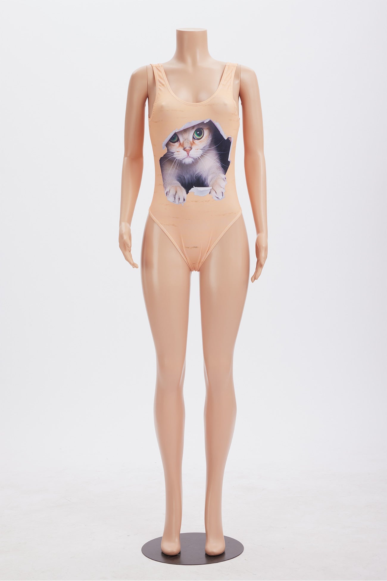 Hiding Cat Print One Piece Swimsuit
