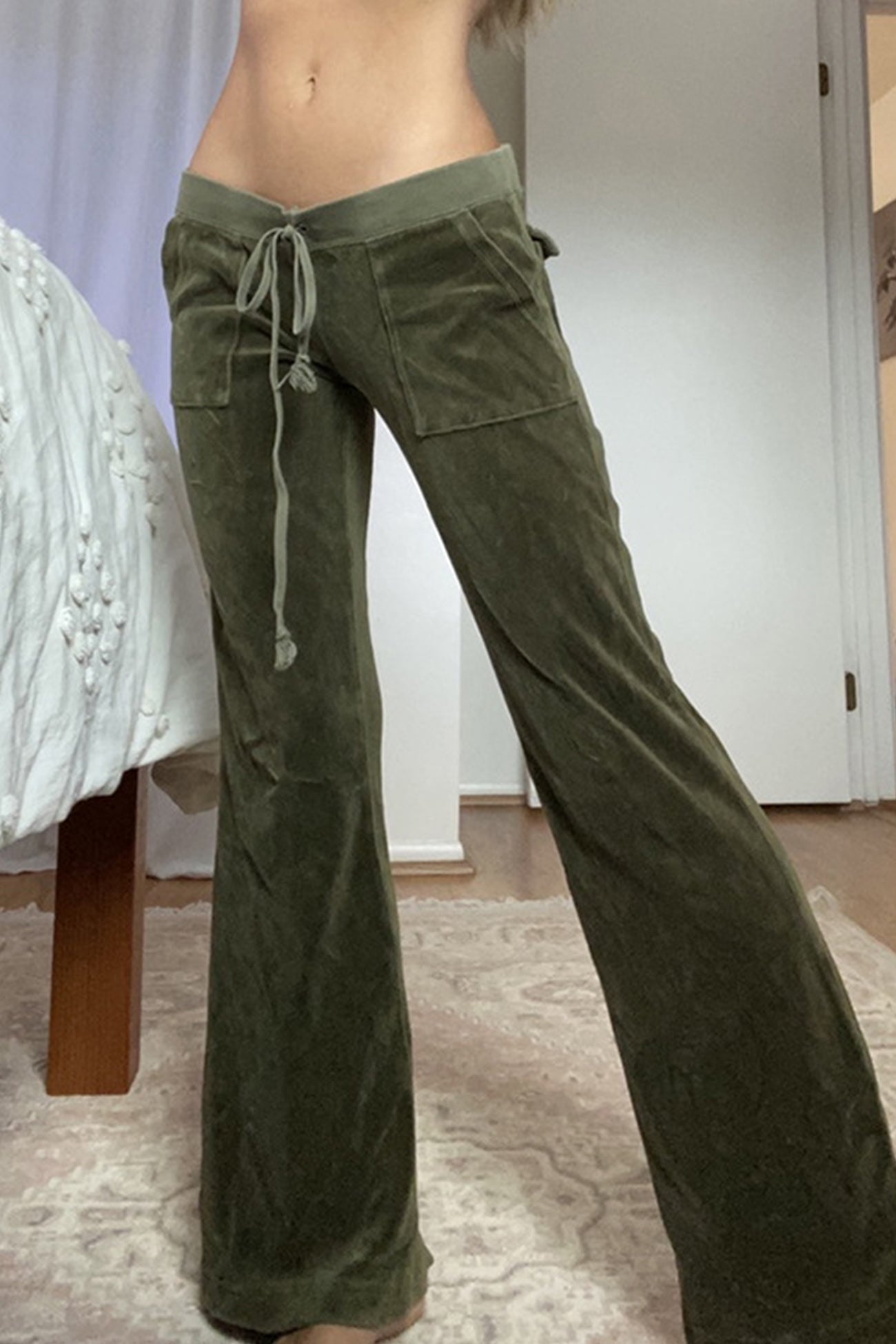 Velvet Hoodie Drawstring Long Pants Set