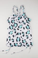 White Leopard Print Drawstring Two-piece Outfit Swimsuit