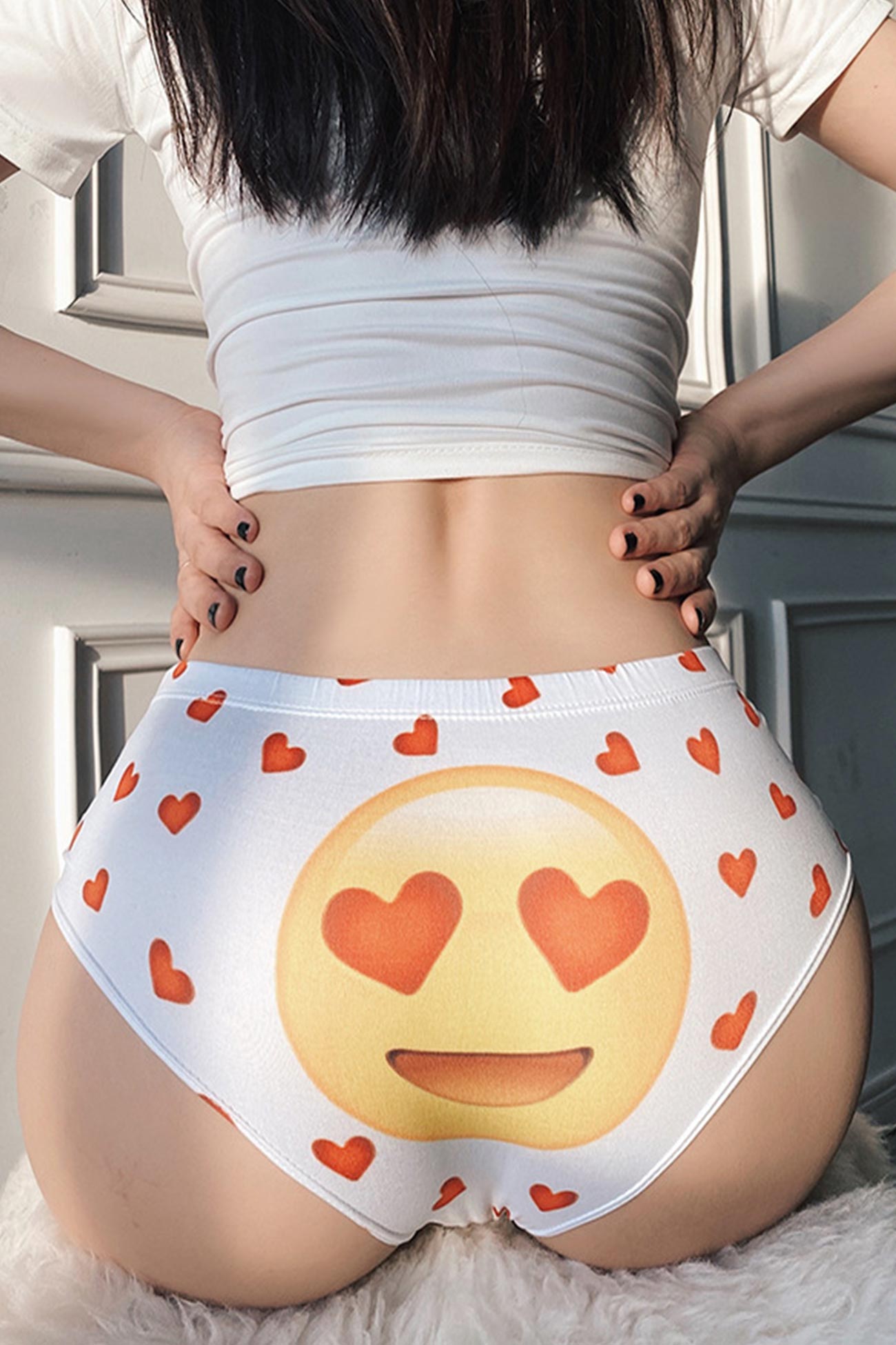 White Printed Low-Waisted Panty