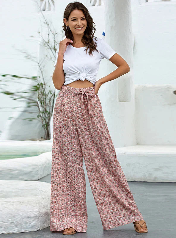 LOOSE PRINTED WIDE-LEG PANTS