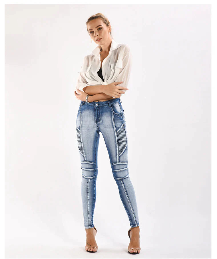 SLIM STRETCH JEANS PENCIL PANTS