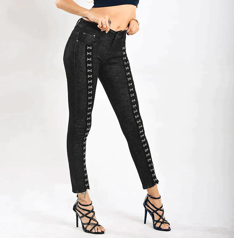 SLIM STRETCH RIVET BUTTON JEANS