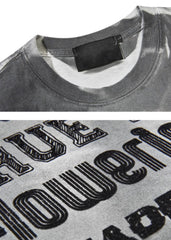 Vintage Oversized Washed Effect Printed  Short Sleeve Top Unisex