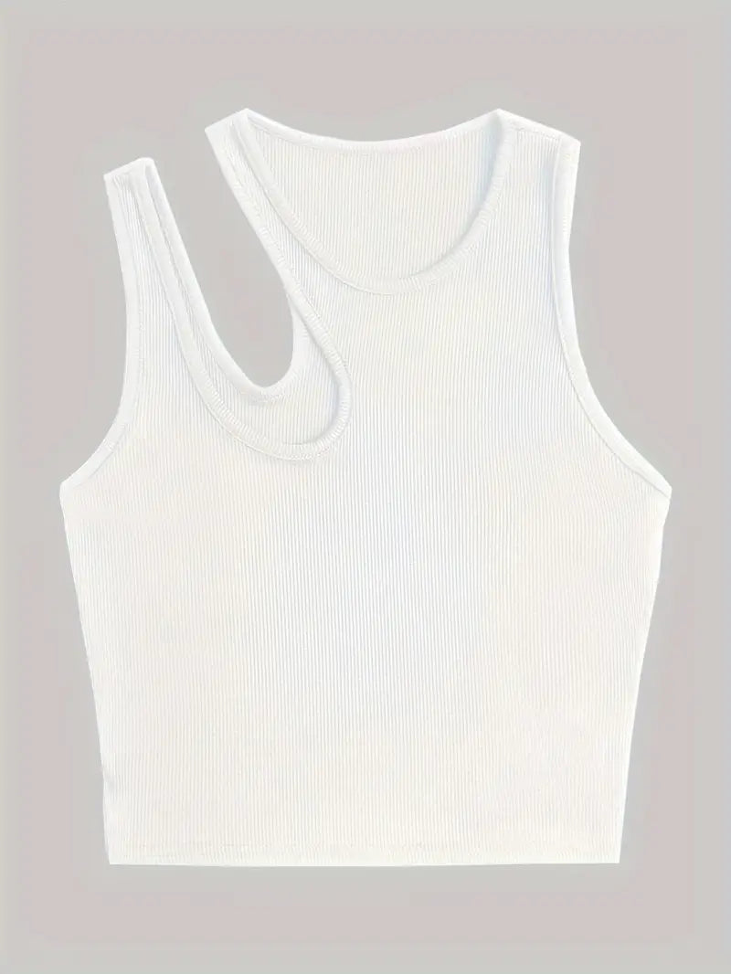 Basic Asymmetrical Crop Tank Top