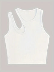 Basic Asymmetrical Crop Tank Top