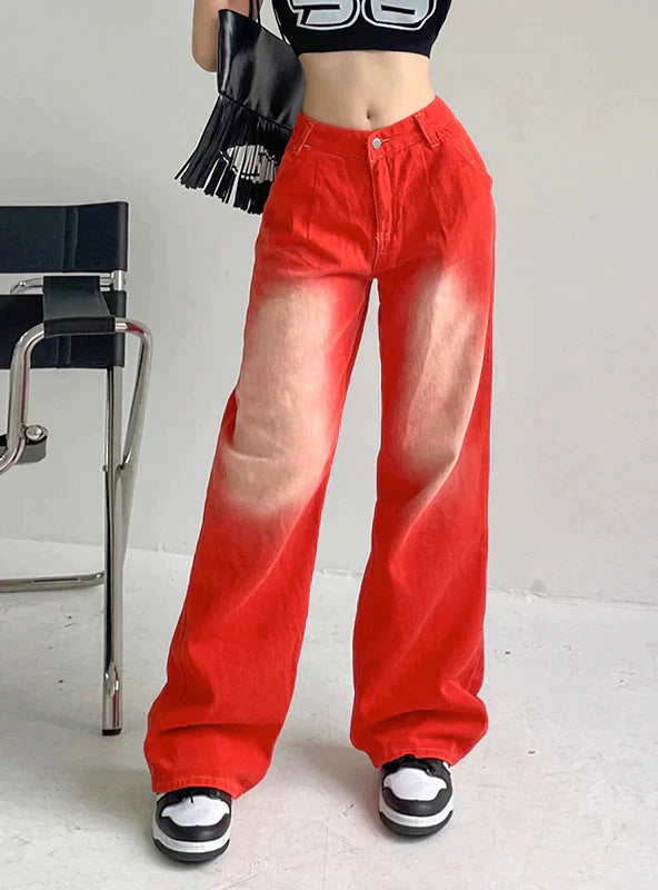 LOOSE TAPERED STRAIGHT JEANS PANTS