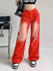 LOOSE TAPERED STRAIGHT JEANS PANTS