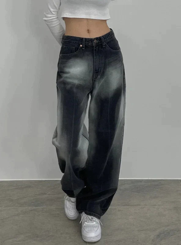 CONTRAST LOW WAIST POCKETS WIDE LEG PANTS