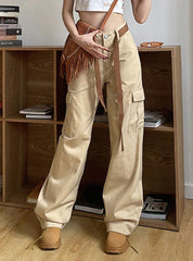 RETRO KHAKI SLIM STRAIGHT PANTS