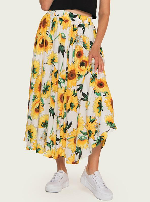 Bohemia Printed Elastic Waist Beach Skirt