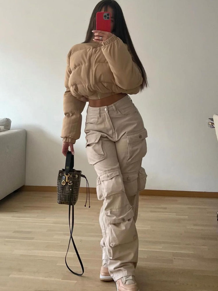 Multiple Pockets Cargo Pants For Women Loose High Waist Fashion Sweatpants Women's Baggy Streetwear Pant Woman TrousersChristmas Gifts