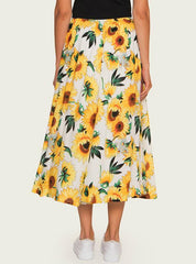 Bohemia Printed Elastic Waist Beach Skirt