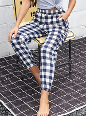 WOMEN PLAID PENCIL HIGH WAIST PANTS