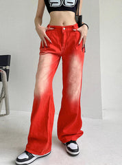 LOOSE TAPERED STRAIGHT JEANS PANTS