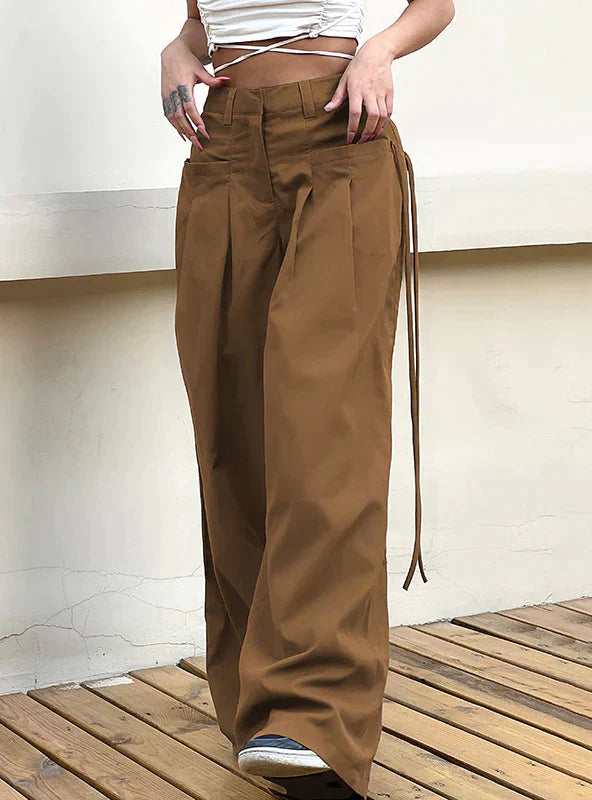 RETRO LOW WAIST LOOSE WIDE LEG PANTS