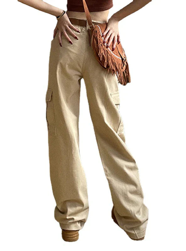 RETRO KHAKI SLIM STRAIGHT PANTS