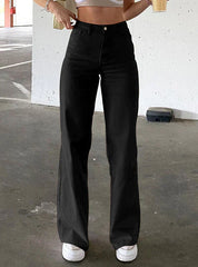 WOMEN STRETCH WIDE LEG FEMME TROUSERS PANTS