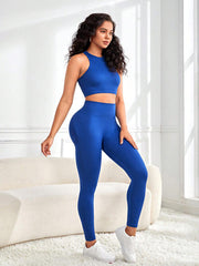 Round Neck Sport Tank and Leggings Set