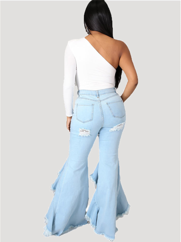 Solid High Graceful Waist Flared Pants