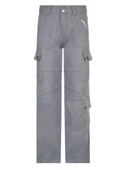 GRAY MULTI-POCKET LOW WAIST JEANS