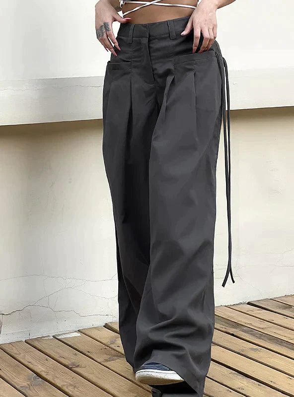 RETRO LOW WAIST LOOSE WIDE LEG PANTS