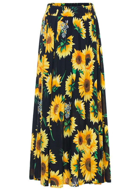 Bohemia Printed Elastic Waist Beach Skirt