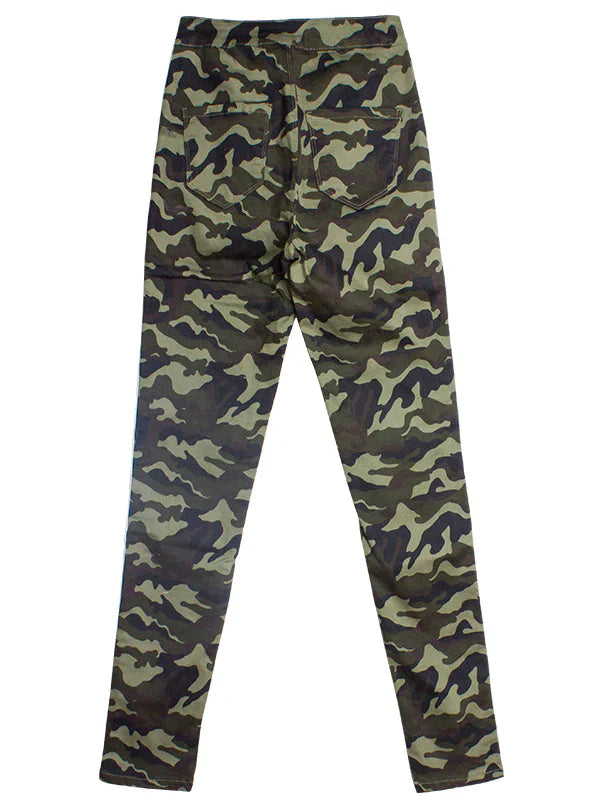 SLIM CAMOUFLAGE PANTS SIDE SPLICED FEET PANTS