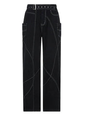 LOOSE WIDE LEG LOW WAIST JEANS PANTS