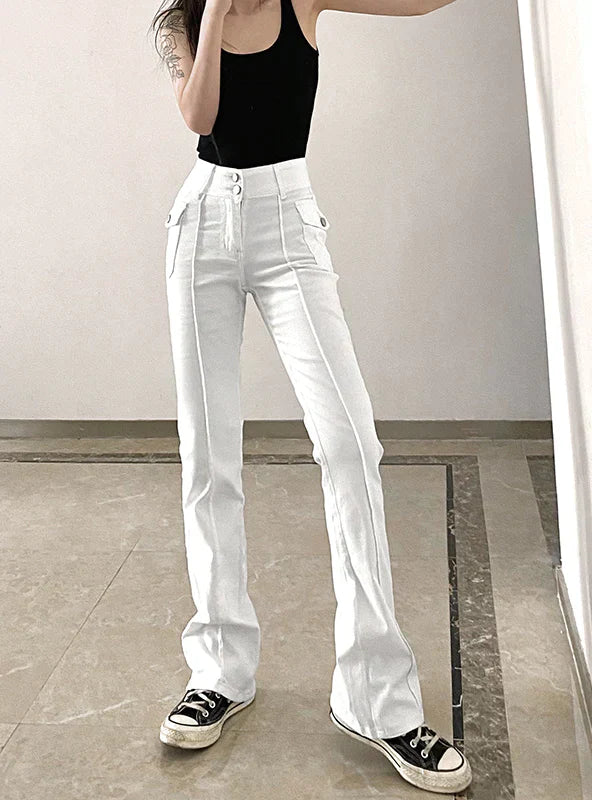 LOW WAIST POCKET RETRO SLIM PANTS