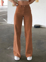 WOMEN STRETCH WIDE LEG FEMME TROUSERS PANTS