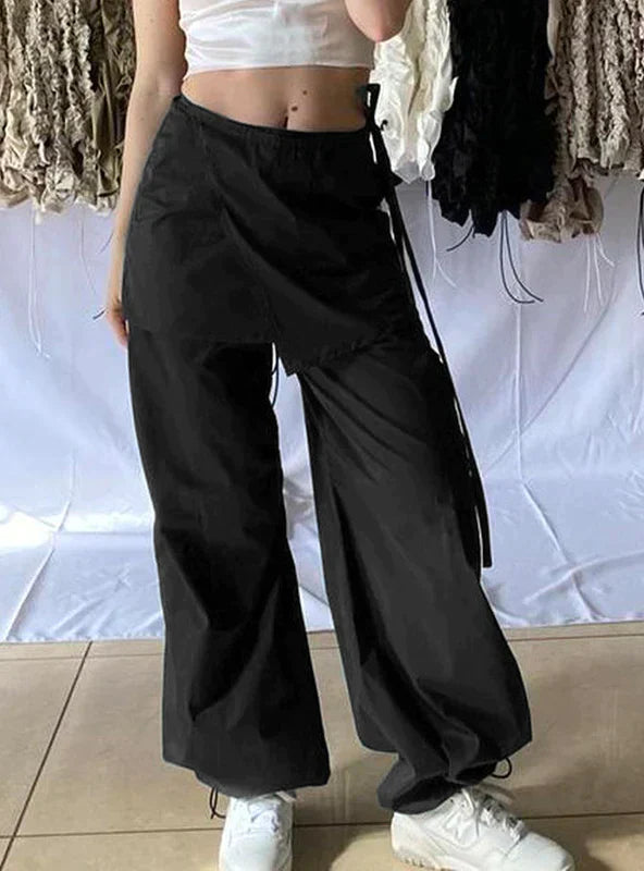 ROPE-TIED STREAMER OVERALLS PANTS