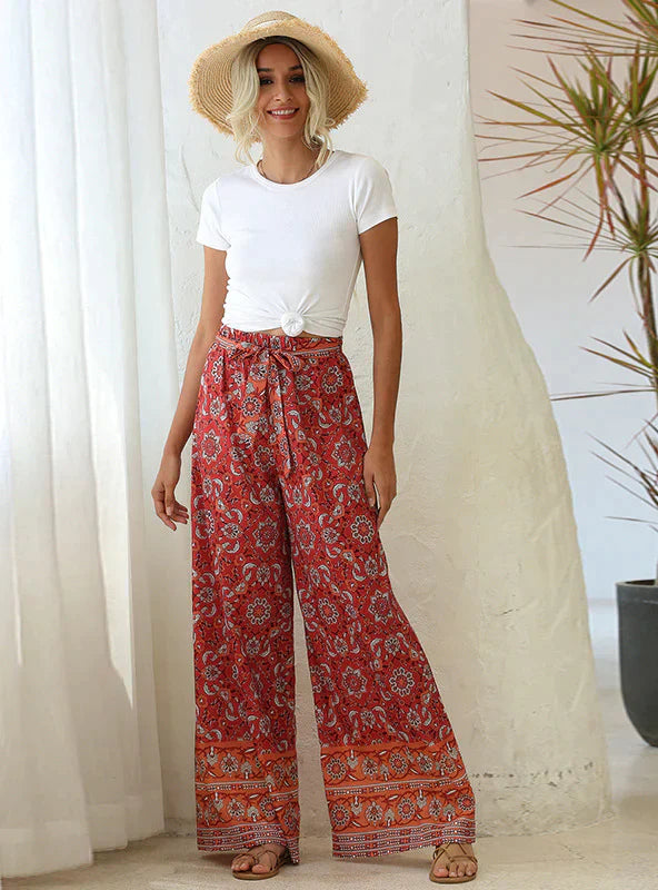 LOOSE PRINTED WIDE-LEG PANTS