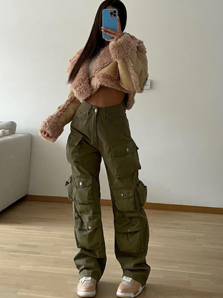 Multiple Pockets Cargo Pants For Women Loose High Waist Fashion Sweatpants Women's Baggy Streetwear Pant Woman TrousersChristmas Gifts