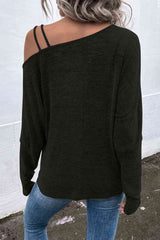 Asymmetrical Neck Long Sleeve Top