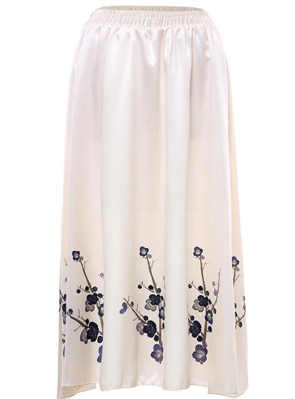 Half Length Skirt Slim Elastic Waist Printed