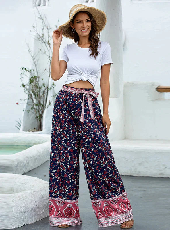 LOOSE PRINTED WIDE-LEG PANTS