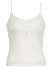Vintage Button Patchwork Slim Cami Tank Top
