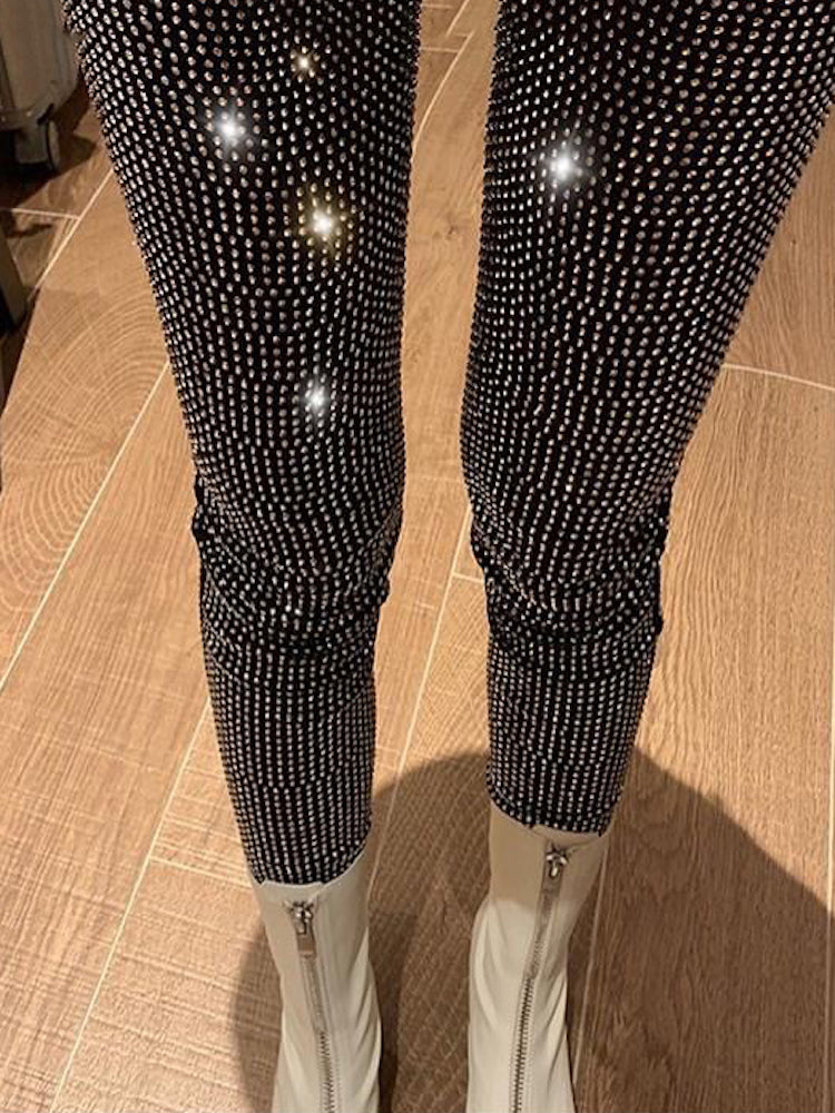 Sparkly Crystal Pants Women Leggings Autumn Winter High Waist Elastic Bodycon Long Penci Pant Streetwear Y2K Pants TightsChristmas Gifts