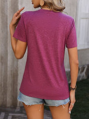 Heathered Round Neck Short Sleeve T-Shirt