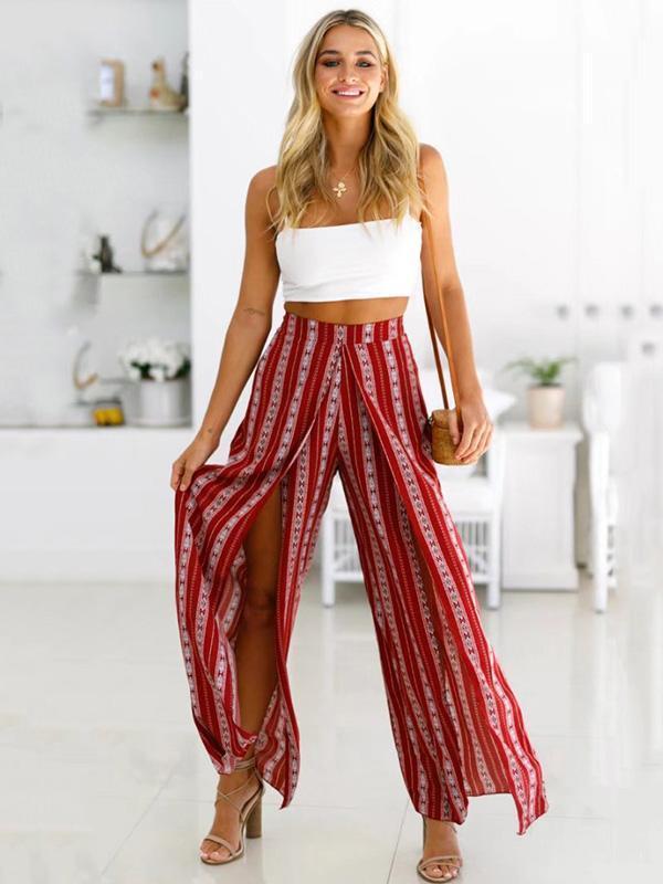 Fashion Wide Leg Split Bottom Casual Pants