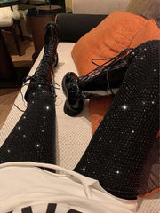 Sparkly Crystal Pants Women Leggings Autumn Winter High Waist Elastic Bodycon Long Penci Pant Streetwear Y2K Pants TightsChristmas Gifts