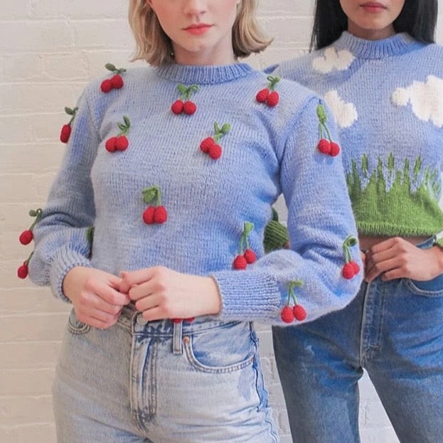 Amanda Cherry Applique Sweater