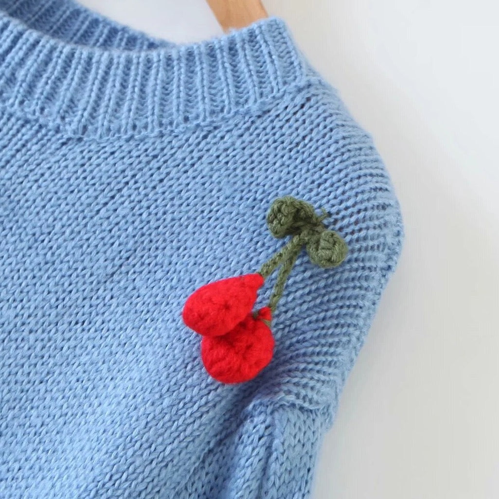 Amanda Cherry Applique Sweater