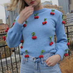 Amanda Cherry Applique Sweater