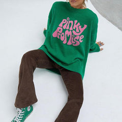 Aurelia Pink and Green Intarsia Sweater